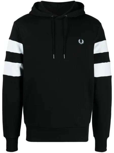 Fred Perry худи с полосками на рукавах, черный