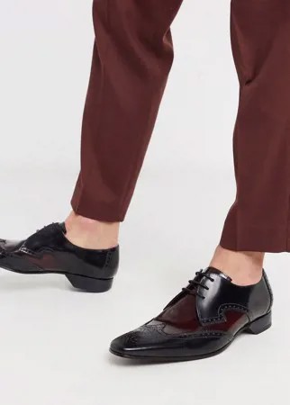 Бордово-черные кожаные туфли Jeffery West-Черный