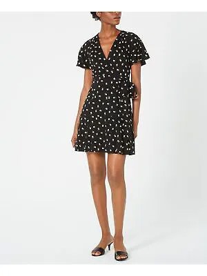 JILL STUART Женское черное мини-платье-футляр с короткими рукавами и цветочным принтом с V-образным вырезом Размер: 0