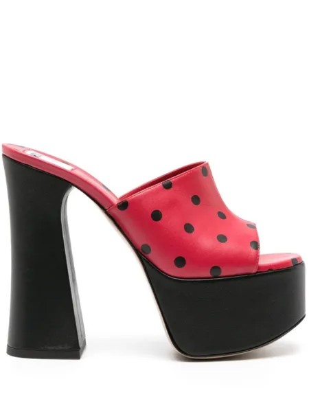 Moschino мюли на платформе в горох, красный