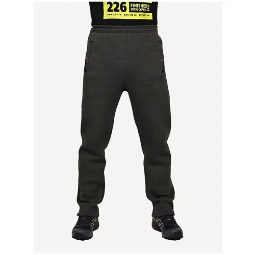 Брюки  зимние, спортивные, прямой силуэт, утепленные, размер 56 (3XL), серый