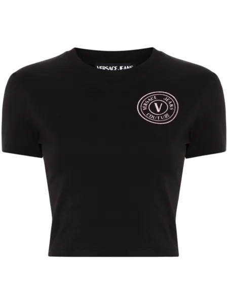 Versace Jeans Couture футболка V-Emblem с блестками, черный