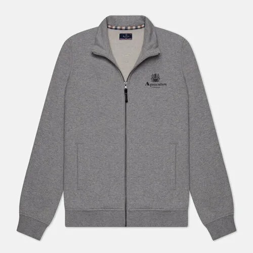 Толстовка Aquascutum active small logo full zip mock neck fleece, силуэт прямой, размер xl, серый