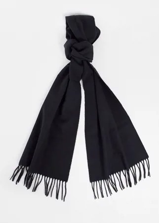 Черный шерстяной шарф с маленьким логотипом GANT-Черный цвет