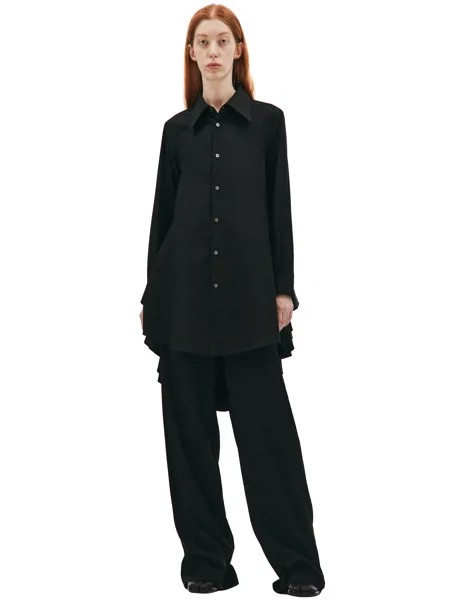 Черная рубашка из хлопка с ассиметричными краями
