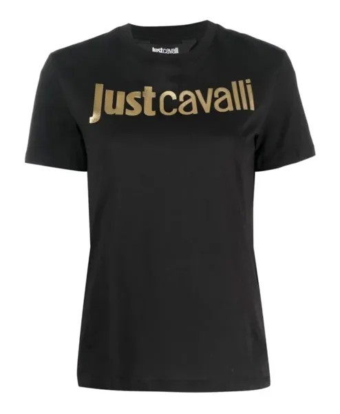 Стильная футболка и поло с золотым логотипом Roberto Cavalli, черный