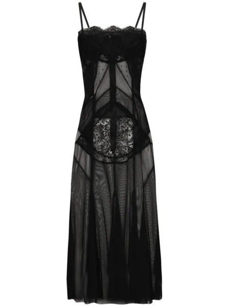 Dolce & Gabbana полупрозрачное платье, черный