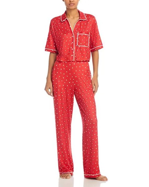 Свободная рубашка AQUA &; Пижамный комплект с широкими штанинами AQUA, цвет Red