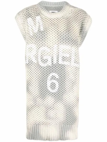 Трикотажное платье с принтом тай-дай MM6 Maison Margiela, бежевый
