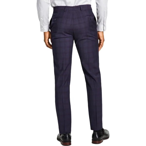 Мужские шерстяные брюки в клетку Michael Kors, цвет Plum/Blue