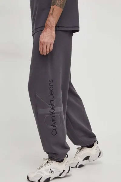 Спортивные брюки из хлопка Calvin Klein Jeans, серый