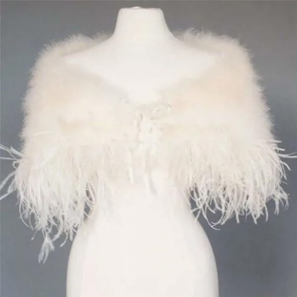 Накидка из страусиных перьев женская, элегантная винтажная Свадебная накидка, пушистые Свадебные Шали, винтажное платье, пончо с кроликом