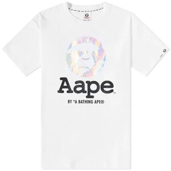 Футболка AAPE с камуфляжным камуфляжем и лунным лицом, белый