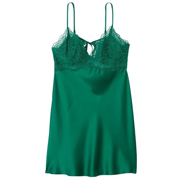 Сорочка Victoria's Secret Stretch Satin Lace Cutout Slip, зеленый