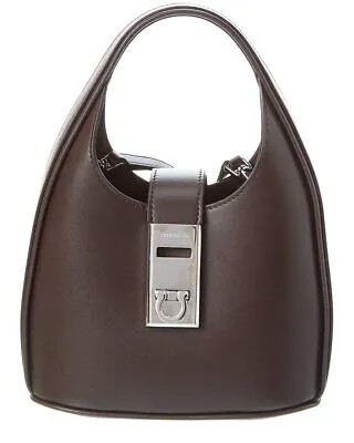 Женская кожаная сумка-хобо с пряжкой Ferragamo Gancini, коричневая