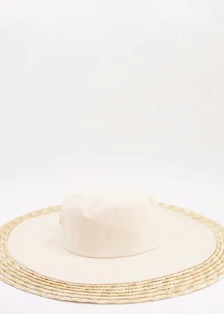 Бежевая холщово-соломенная шляпа South Beach-Светло-бежевый цвет