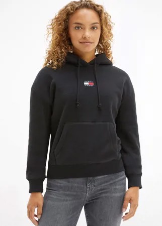 Флисовый худи черного цвета с логотипом-флагом Tommy Jeans-Черный цвет