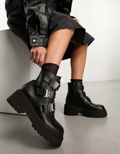 Черные массивные ботинки с фурнитурой Tommy Jeans