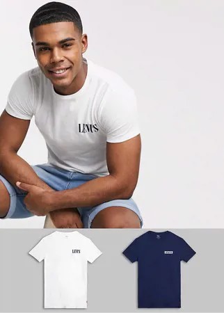 Набор из 2 футболок белого/синего цвета с логотипом Levi's-Мульти