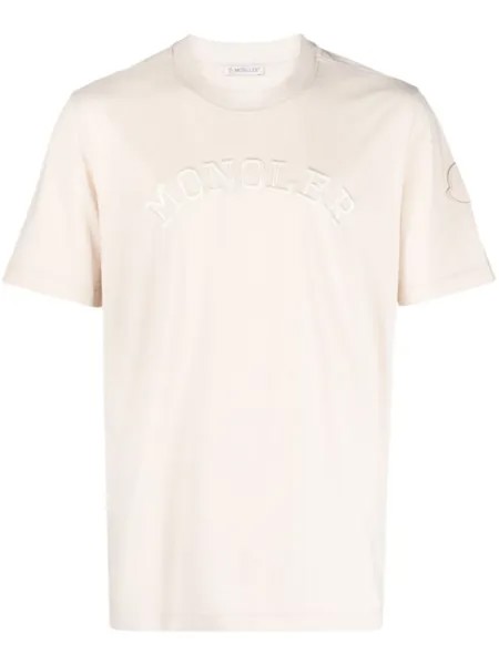 Moncler logo-embroidered T-shirt, нейтральный цвет