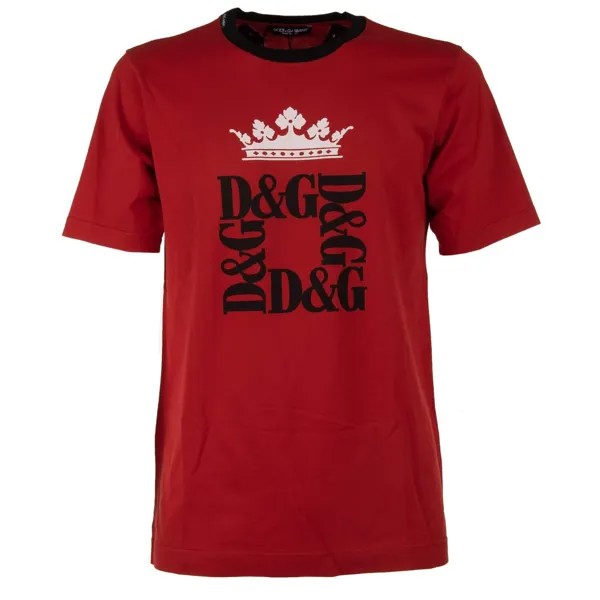 DOLCE - GABBANA Хлопковая футболка с логотипом и принтом короны Черный Красный Белый 12265