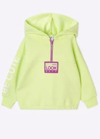 Салатовое худи oversize с принтом Be cute для девочки Gloria Jeans