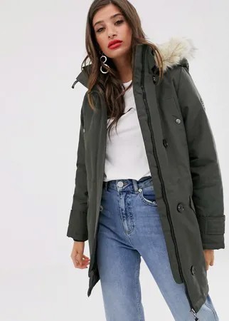 Парка с искусственным мехом на капюшоне Vero Moda-Зеленый