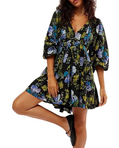 Мини-платье Beck с V-образным вырезом Free People, цвет Black