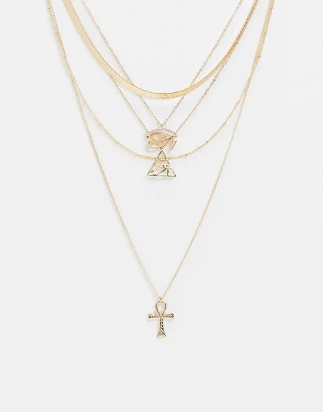 Золотистое ожерелье в несколько рядов с треугольником Missguided-Золотой