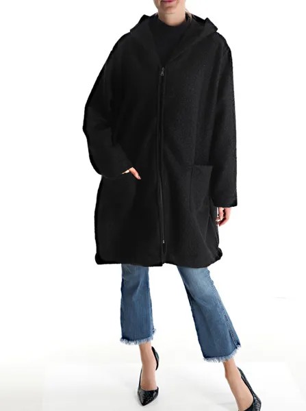 Пальто Дастер с карманами и капюшоном на молнии, цвет Carbon