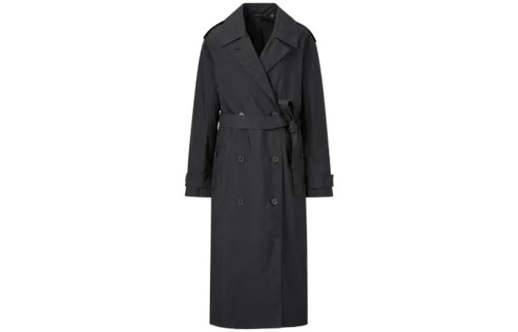 Пальто-тренч унисекс черное Uniqlo, черный