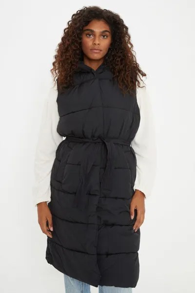 Утепленный жилет миди из пуховика Dorothy Perkins, черный