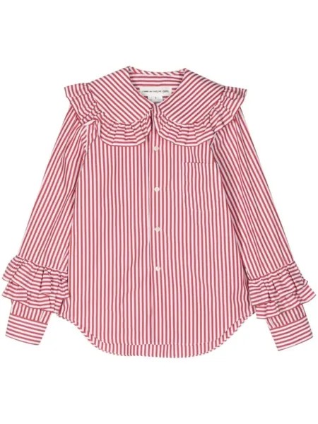 Рубашка в полоску с рюшами Comme Des Garçons Girl, белый