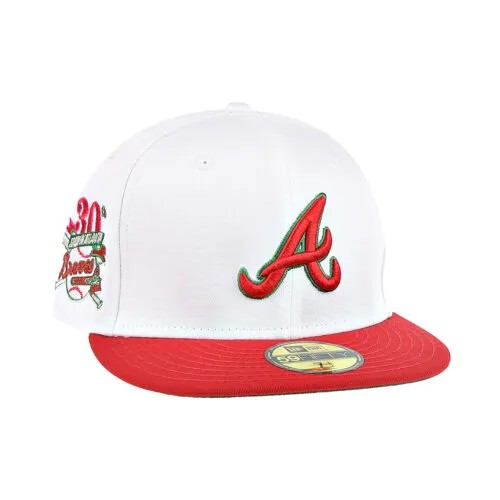 Мужская кепка New Era Atlanta Braves к 30-летию 59Fifty бело-красная