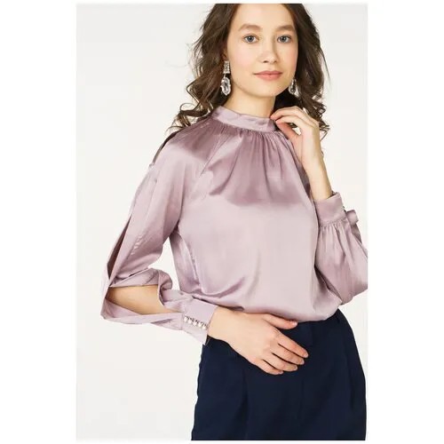 Шелковая блузка с разрезами на рукавах и плечах Audrey Right 170857-10711 Фиолетовый 44