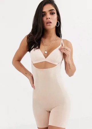 Бежевое корректирующее боди очень плотной посадки с открытой грудью Spanx Oncore-Бежевый