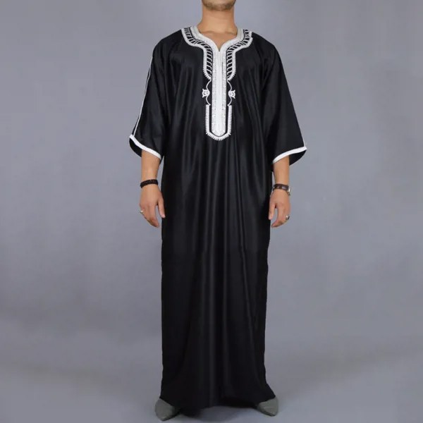 Мусульманская Абая, мусульманская одежда, арабский халат, индийское платье с круглым вырезом и длинными рукавами, галабия