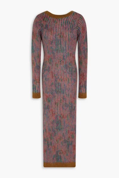 Полосатое платье миди жаккардовой вязки Remain Birger Christensen, пурпурный