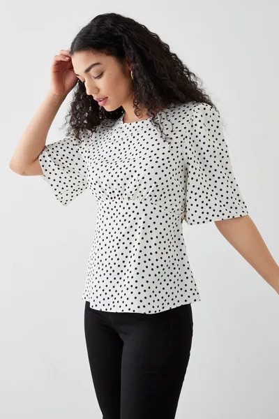 Чайная блузка с рукавами ангела цвета слоновой кости Dorothy Perkins, белый