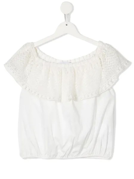 DONDUP KIDS топ с открытыми плечами и вышивкой