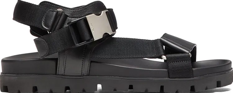 Сандалии Prada Sporty Leather and Nylon Tape Sandal Black, черный