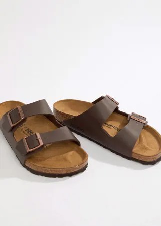 Темно-коричневые сандалии Birkenstock Arizona Birko-Flor-Коричневый