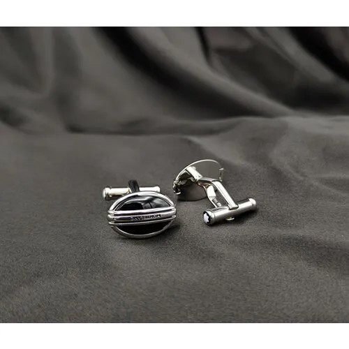 Запонки Montblanc, серебряный, черный