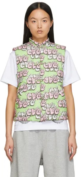 Зелено-розовый стеганый жилет Kaws Edition Comme des Garçons Shirt