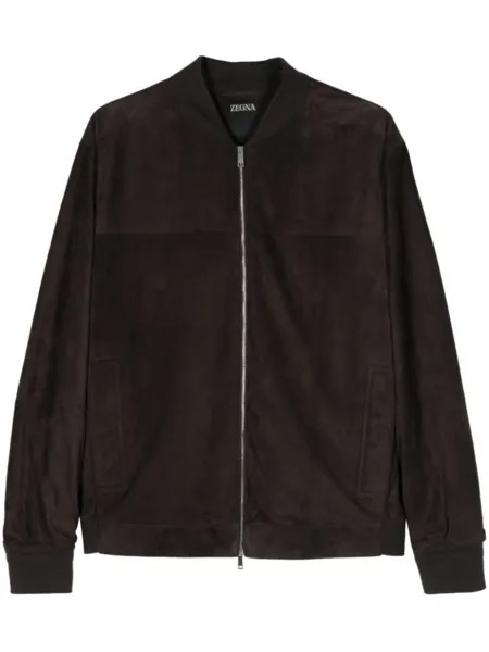Zegna замшевый бомбер, черный