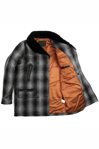 Шерстяное пальто Tolgate в темно-серую клетку Freenote Cloth