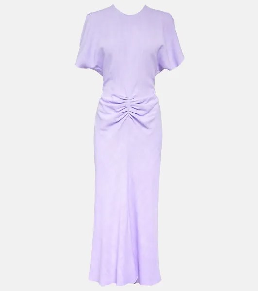 Платье миди со сборками Victoria Beckham, фиолетовый