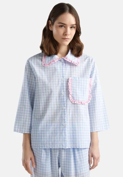 Пижамный топ VICHY CHECK PATTERN United Colors of Benetton, Светло-синий