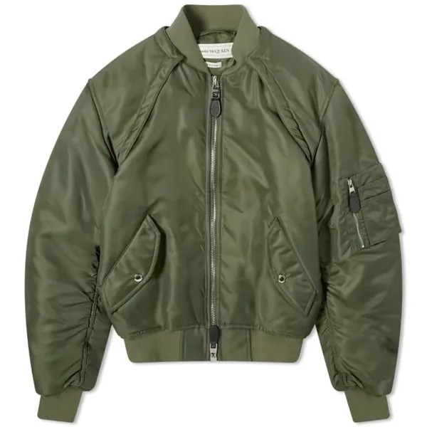 Куртка Alexander Mcqueen Harness Sleeve Bomber, темно-зеленый