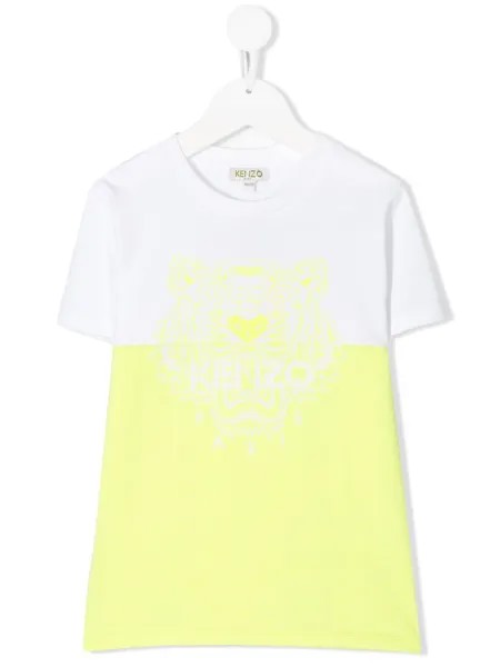 Kenzo Kids двухцветная футболка с принтом Tiger